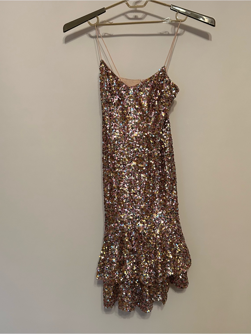 Adrianna Papell Rose Gold Sequin Mini Dress